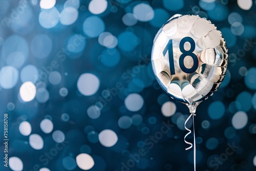 An elegant birthday balloon in shimmering silver, featuring the number 