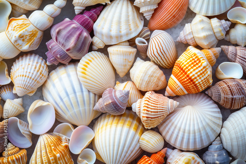 various seashell background, vacation concept