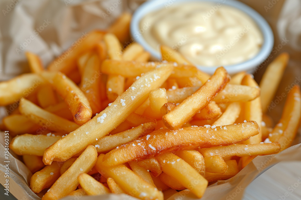 french fries fast food with salt and mayonnaise french fries fast food with salt and mayonnaise