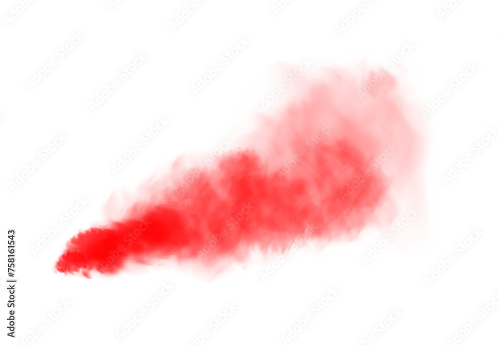 Red smog clouds on floor. Fog or smoke. Isolated transparent special effect. Morning fog over land or water surface. Magic haze. PNG.