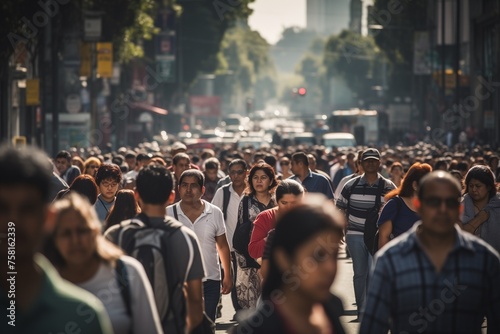 Crowd of people walking on city street © blvdone