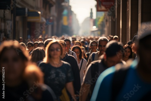 Crowd of people walking on street © blvdone