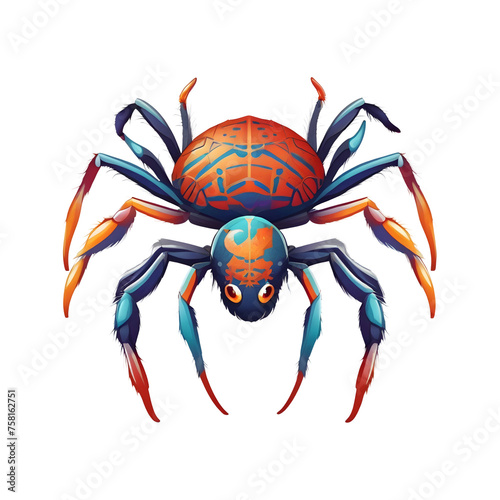 Colorful spider t-shirt on PNG transparent background
