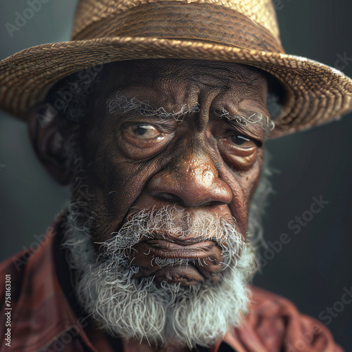 old person with hat, well dressed afro-american man 