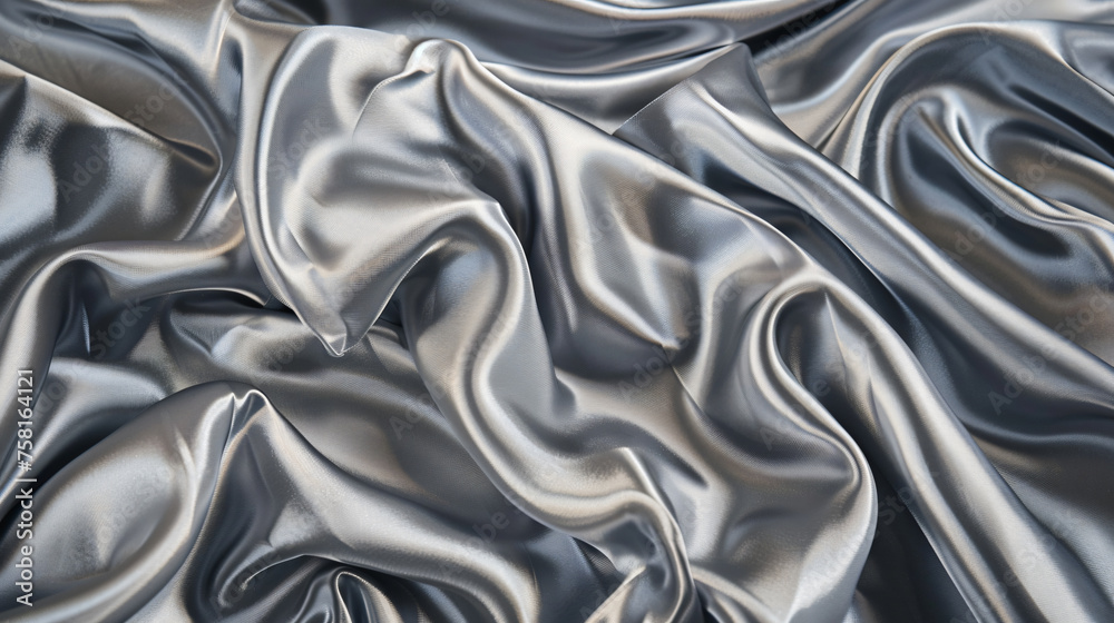 Background of a silver fabric with folds. Background of a silver fabric with folds.