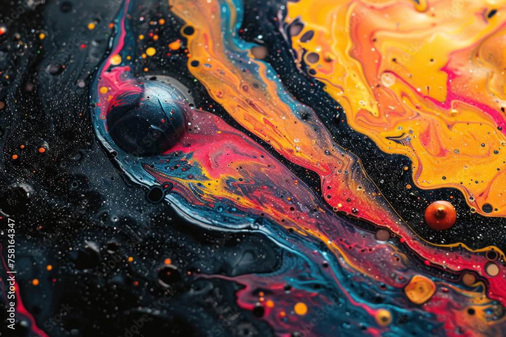 Solar Storm Earth, Vibrant abstract close-up, Pop surrealist style, Detailed gradient