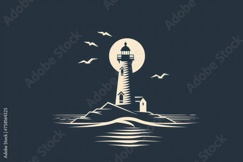 Modern Lighthouse Logo, Stylized minimalistic lighthouse, Elegant simplicity on white