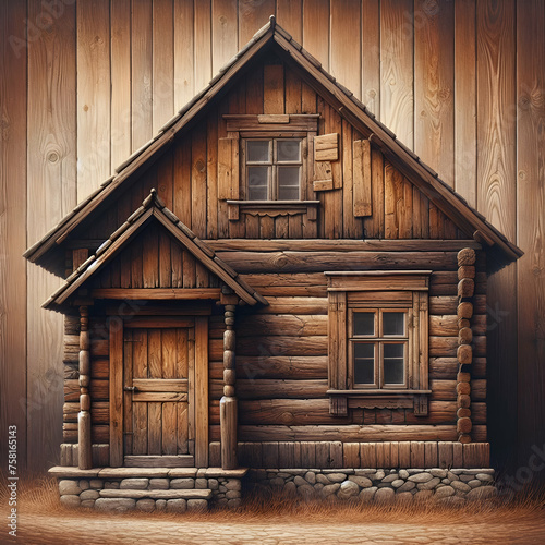 old wooden cottage  window, house, wood, wooden, old, wall, architecture, building, home, cabin, rural, village, door, glass, frame, rustic, brown, exterior,Ai generated  © Quranmeri