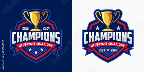Champions Sports League Emblem Badge Logo Design Vector Template.