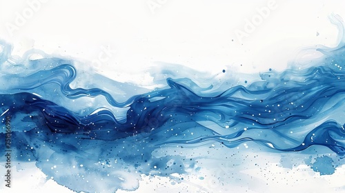 Abstract blue watercolor wave background, fluid and dynamic aquatic pattern