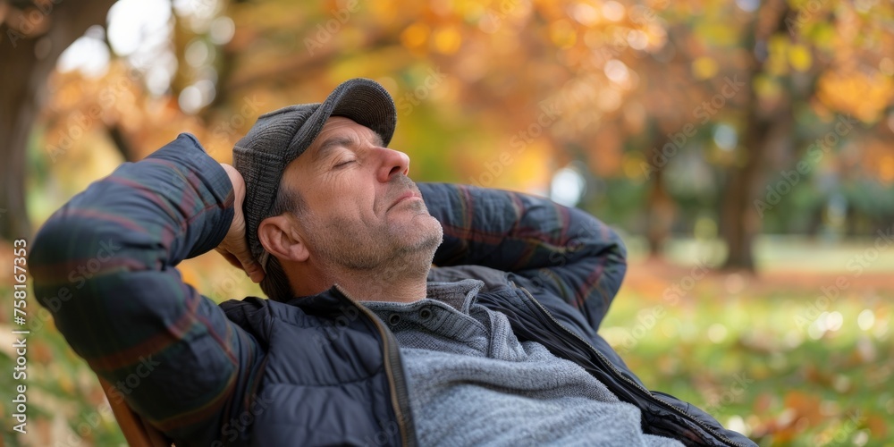Elderly man resting in park, experiencing andropause fatigue, seeking solace and strength in the embrace of nature Elderly man resting in park, experiencing andropause fatigue, seeking solace and strength in the embrace of nature