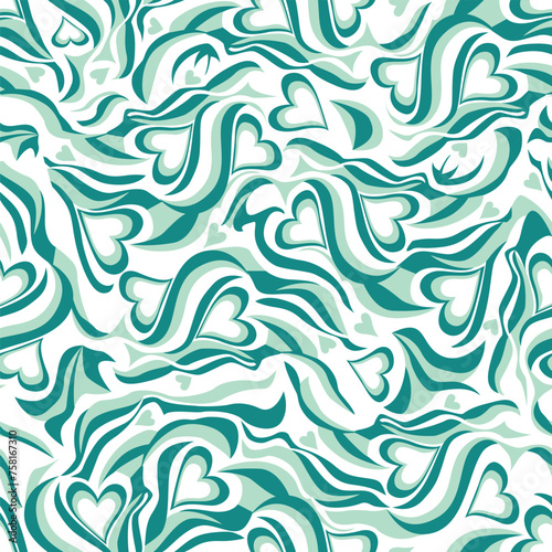 green marbled heart seamless vector pattern