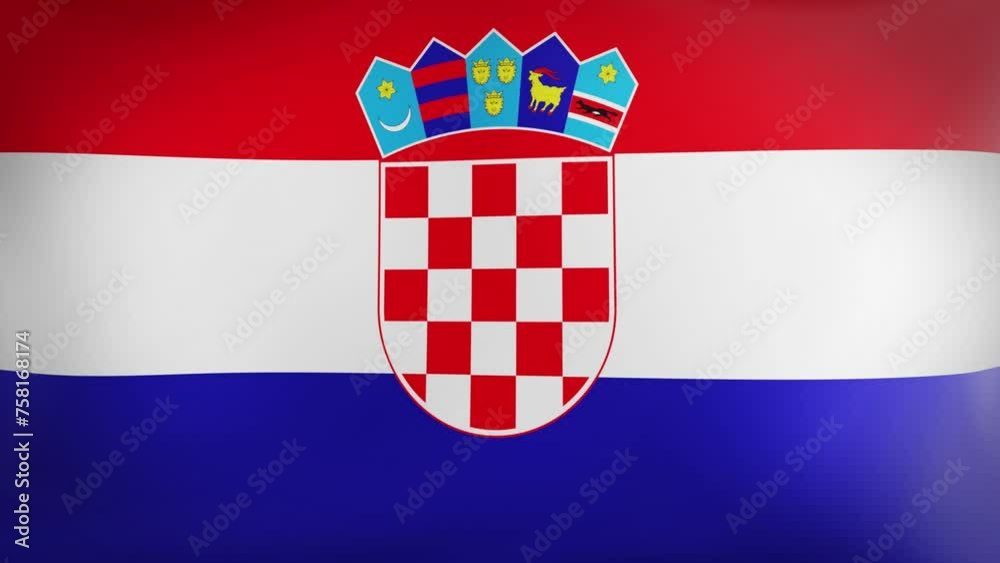 croatia flag wind video animation 4k