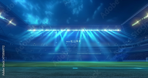 football stadium at night  illuminated by bright lights and spotlights