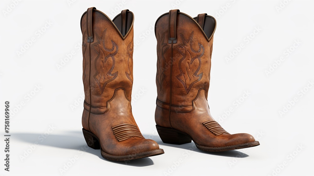Cowboy Leather Boots Cut Out - 8K Resolution

