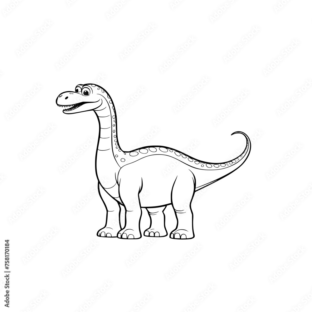 Fototapeta premium Diplodocus SVG Black and White on a Transparent Background Generative AI