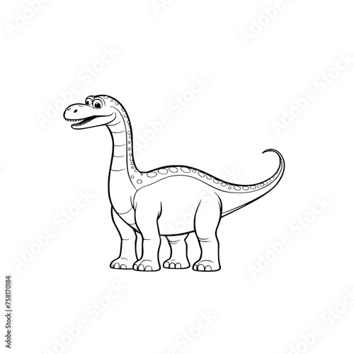 Diplodocus SVG Black and White on a Transparent Background Generative AI © tes
