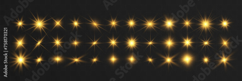 Spark of light.The star flashes brightly.Set of glowing effects. 