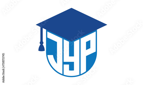 JYP initial letter academic logo design vector template. school college logo, university logo, graduation cap logo, institute logo, educational logo, library logo, teaching logo, book shop, varsity photo