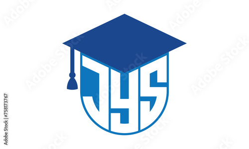 JYS initial letter academic logo design vector template. school college logo, university logo, graduation cap logo, institute logo, educational logo, library logo, teaching logo, book shop, varsity