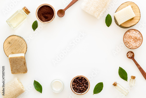 Wallpaper Mural Spa coffee cosmetic set with body scrub and sea salt, top view Torontodigital.ca