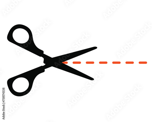cut here scissors icon isolated on transparent.