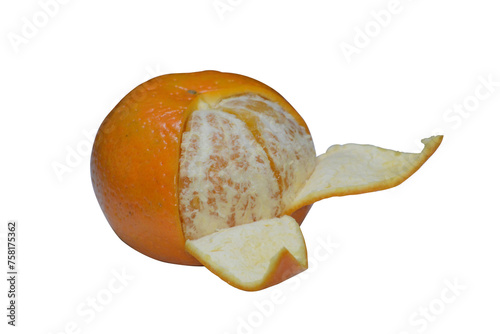  Peeled orange fruit isolated on white background. Realistic vector illustration.