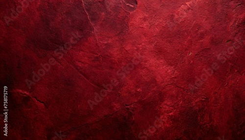 grunge dark royal red color abstract paper or marbled granite stone rock wall texture background with grain distressed design pattern in textured panorama banner header