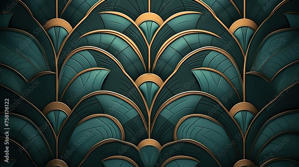 Art Nouveau style geometric background with graceful curved shapes Art Nouveau style geometric background with graceful curved shapes