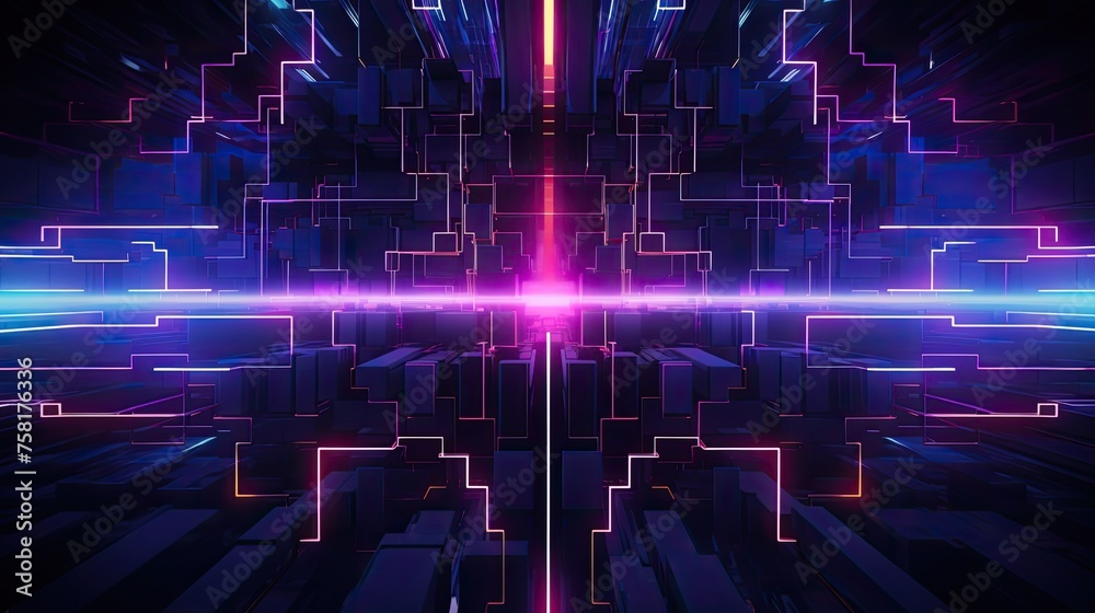 Geometric background in cyberpunk style with bright neon colors and cyber elements Geometric background in cyberpunk style with bright neon colors and cyber elements