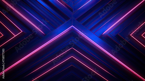 Geometric background with neon lines and zigzags of light