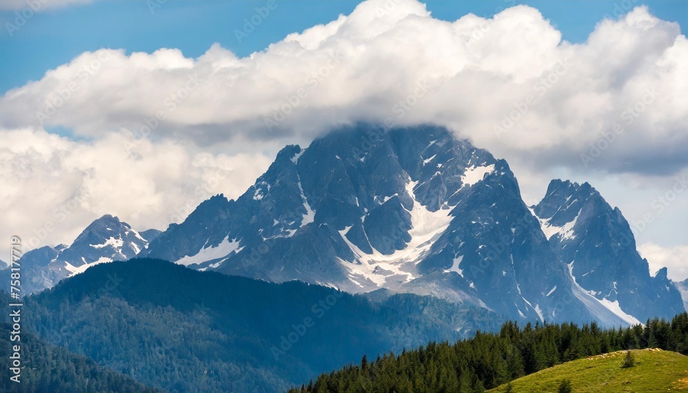 cloudy mountain peak isolated on background