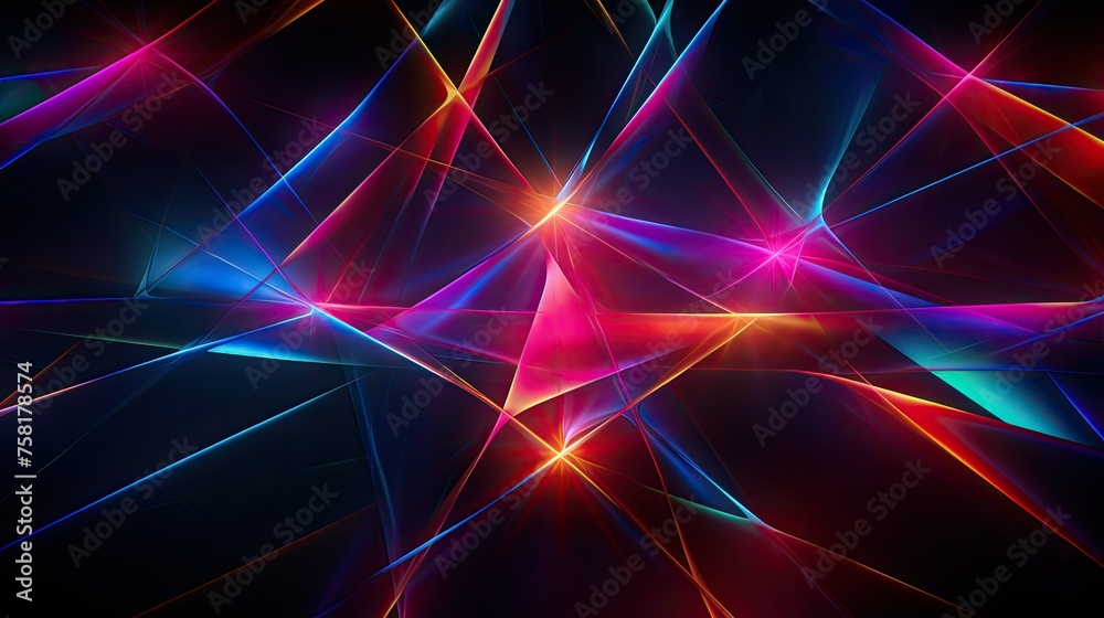 Geometric shapes with neon intersecting lines and swirls Geometric shapes with neon intersecting lines and swirls