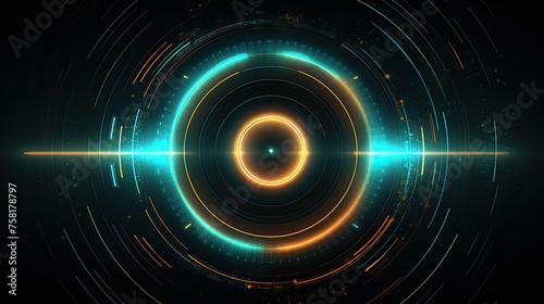 Neon circles and lines in the style of futuristic graphics