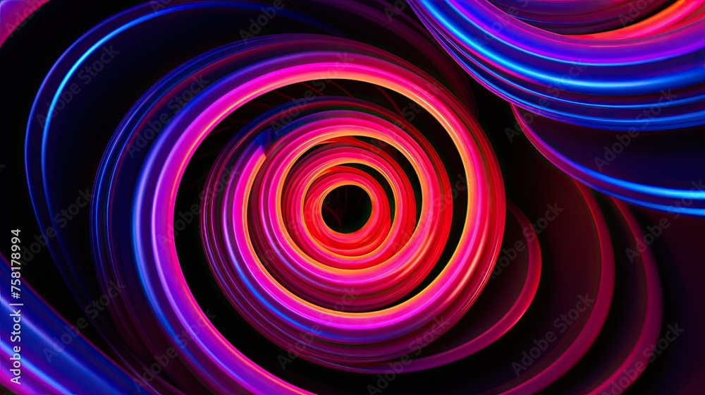 Neon shapes creating a hypnotic effect