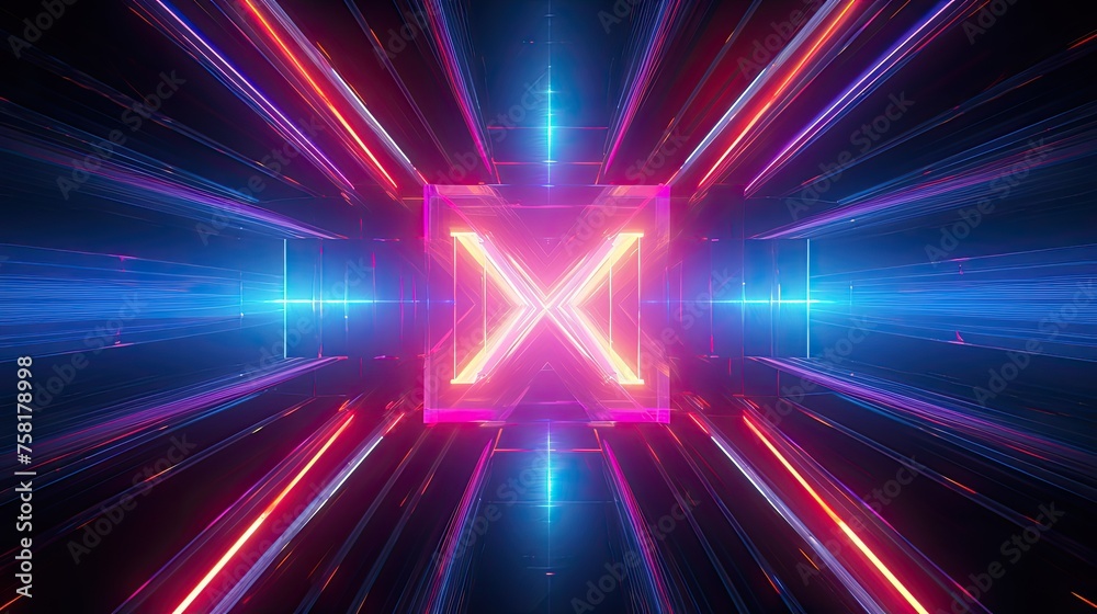 Obraz premium Neon shapes creating a laser beam effect