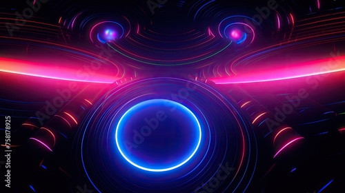 Neon lines and circles in cyberspace style