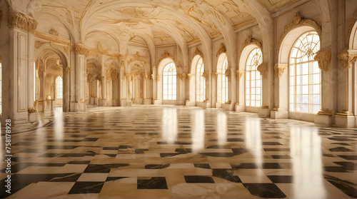 gold marble interior of the royal golden palace castle .Generative AI © ourhome