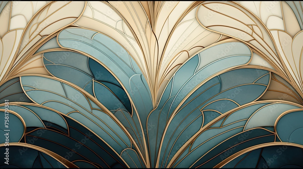 Art Nouveau style geometric background with graceful curved shapes Art Nouveau style geometric background with graceful curved shapes