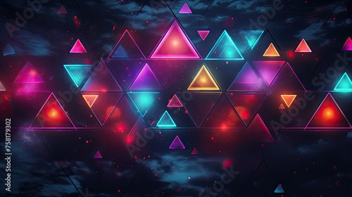 Neon triangles and circles in a digital aesthetic