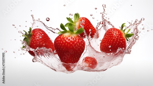 Delicious Strawberries Juice Splash Cut Out - 8K Resolution

