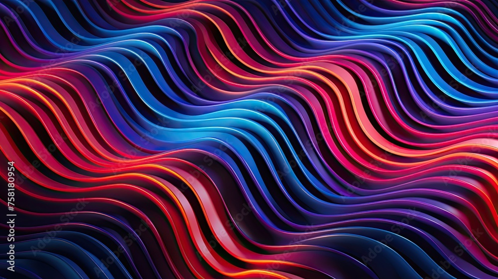 Geometric patterns with neon waves and intertwining lines