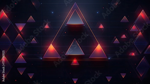 Geometric patterns with neon pyramids and ellipses