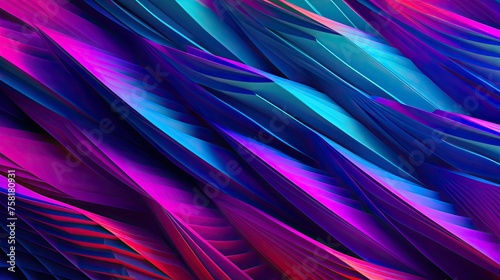 Geometric patterns with neon cascades and gradients