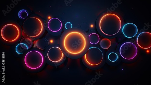 Neon circles forming a composition