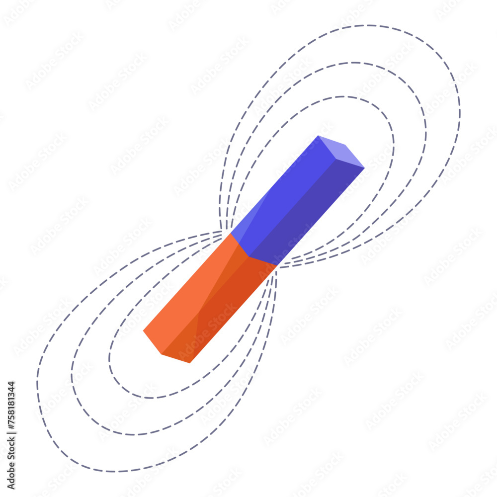 Magnetic force and electromagnetic field. Polar magnet scheme ...