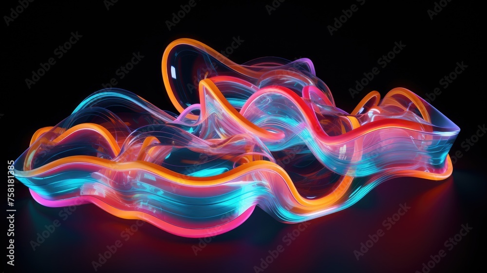 Neon shapes creating a three dimensional effect