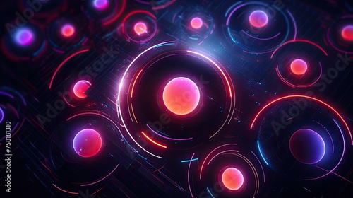 Neon lines and circles in a futuristic aesthetic