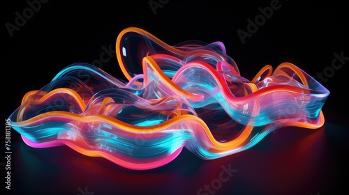 Neon shapes creating a three dimensional effect