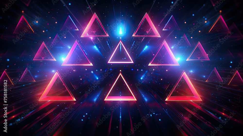 Neon triangles and circles in a cybernetic design style Neon triangles and circles in a cybernetic design style